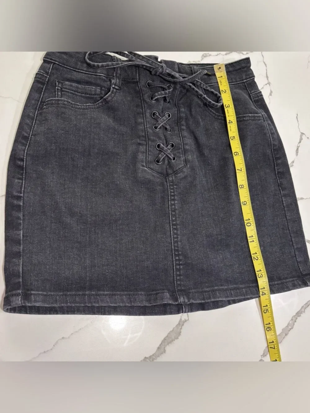 GARAGE Black Lace-Up Denim Mini Jeans Skirt Women’s Small
